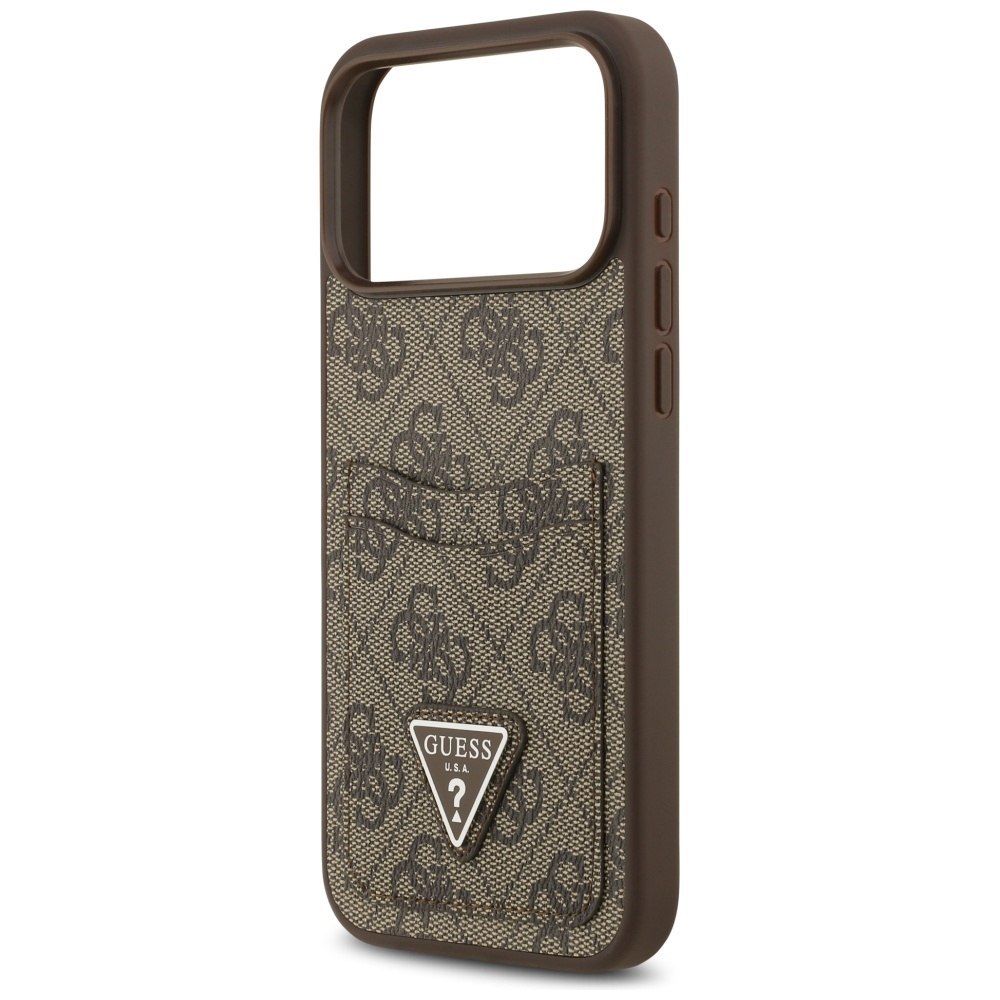 Etui Guess 4G Double Card Triangle do iPhone 17 Pro Max brązowy